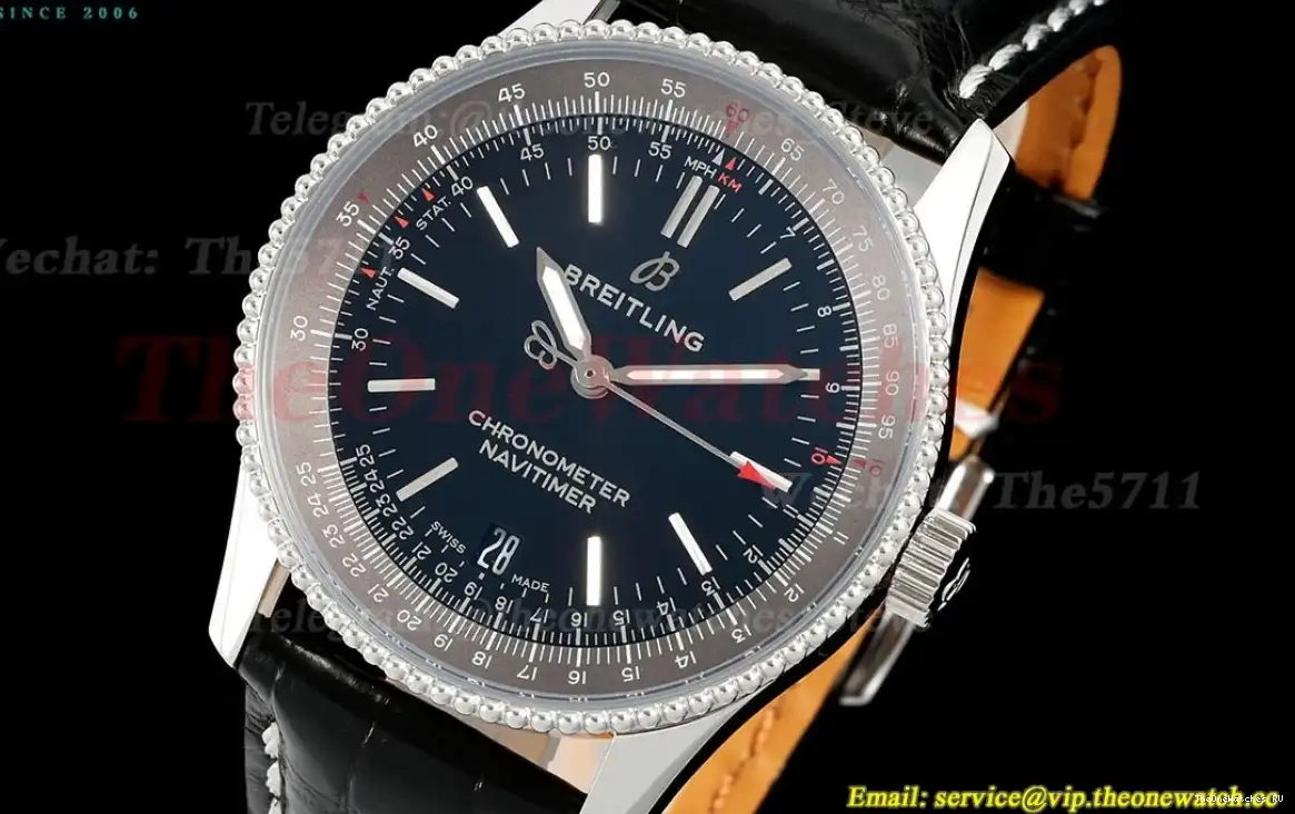 Grey Black TF 1 Dial 41mm Date SS Navitimer LE A2824 0424